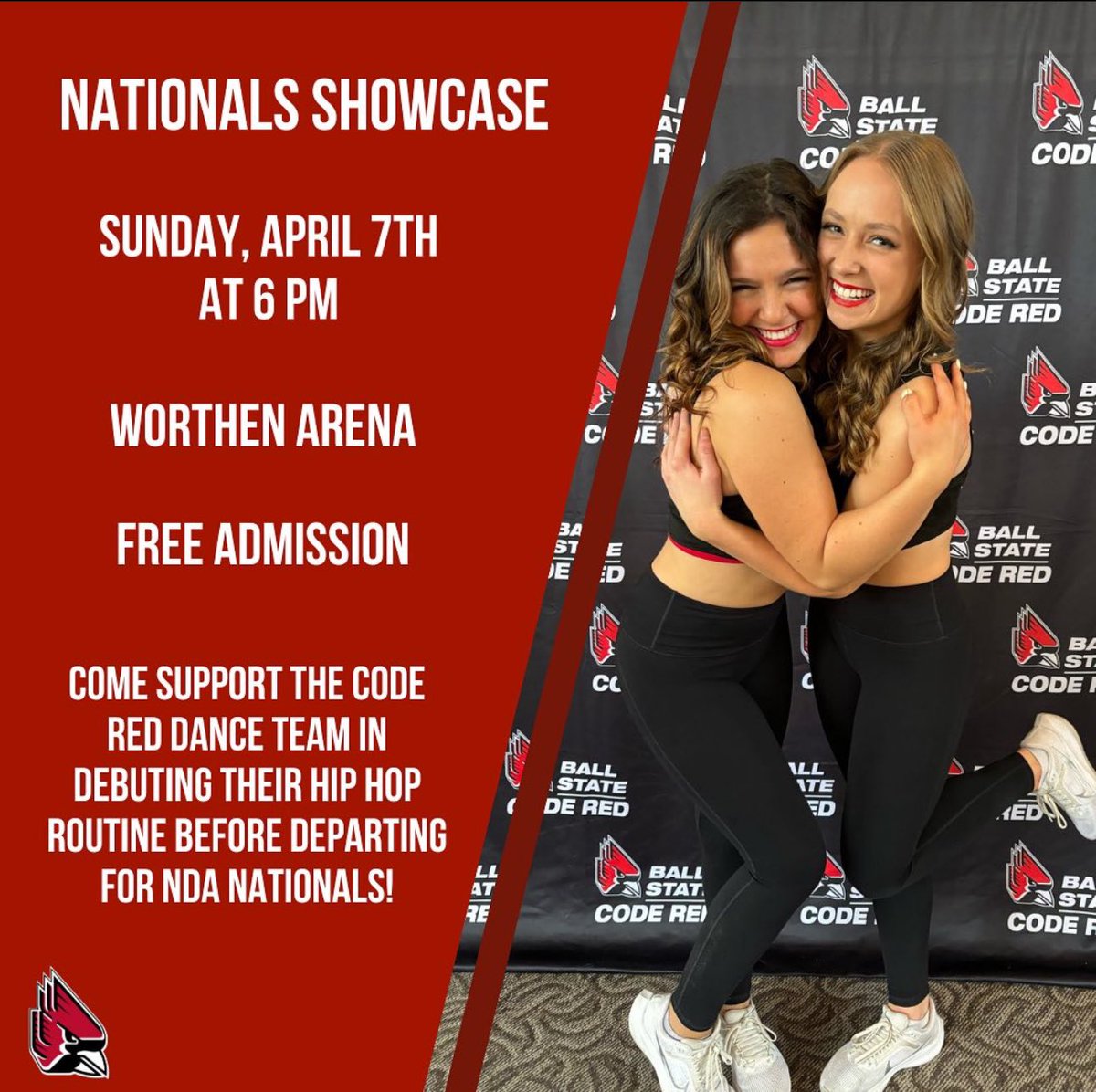 _BarbHall's tweet image. Come out and support these hardworking women before they head to Daytona to represent @BallState by competing in @NDAupdates! Would love to see the BSU community there cheering them on!