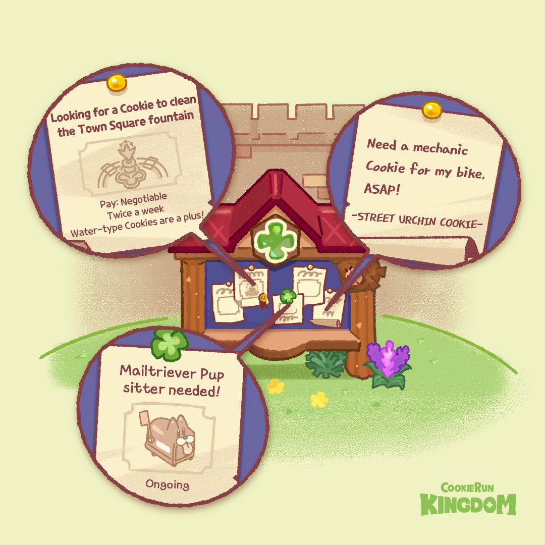 🔎Looking to put a request on the Bulletin Board in Town Square? What would you ask for? 🤔 #CookieRun #CookieRunKingdom #CRK
