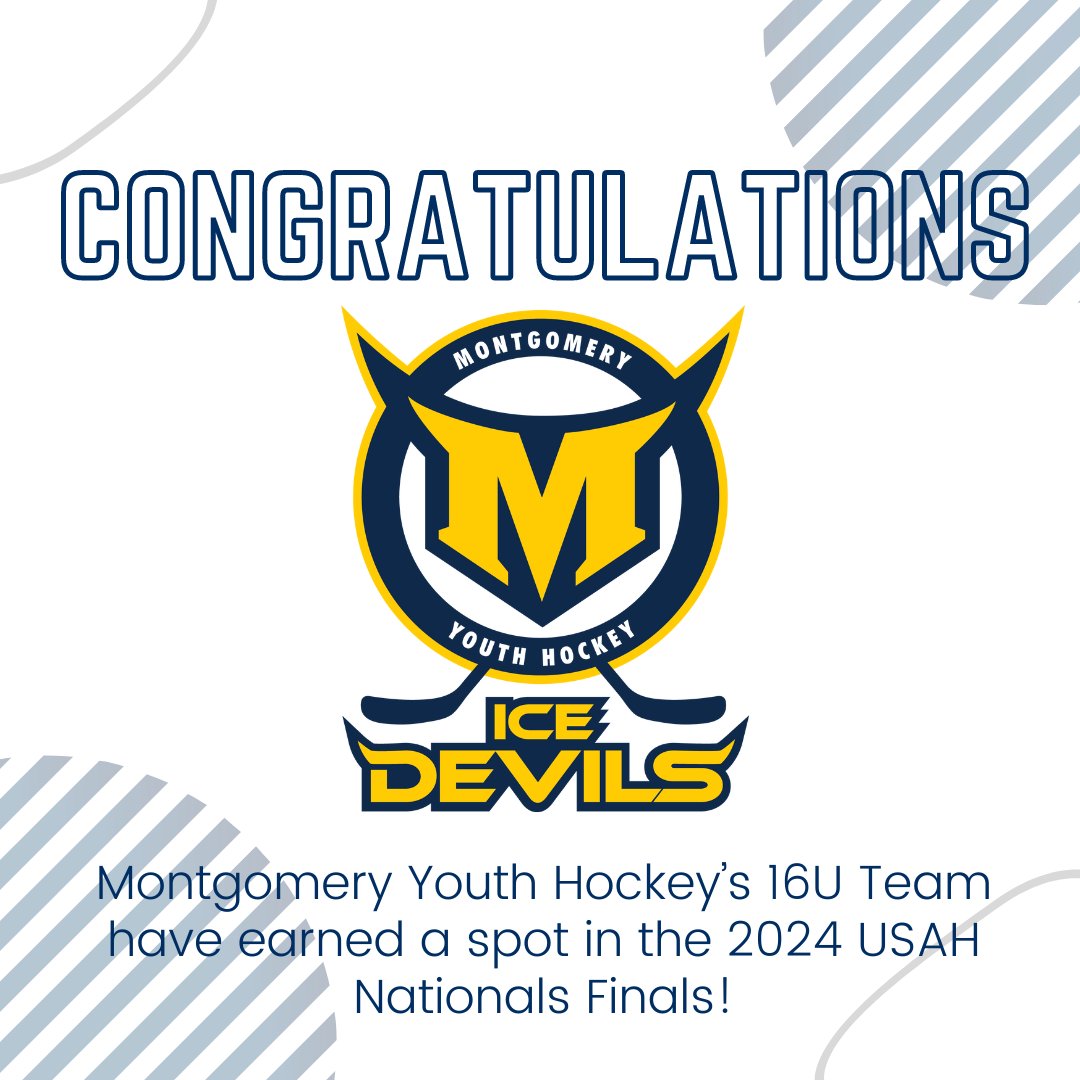 Congrats to the Montgomery Ice Devils! They have earned a spot in @usahockey's National Championship game! They will face the Tampa Bay Crunch on Sunday, April 7 at 10 a.m. CDT in Dallas in their first ever USAH finals appearance. Good luck Ice Devils!