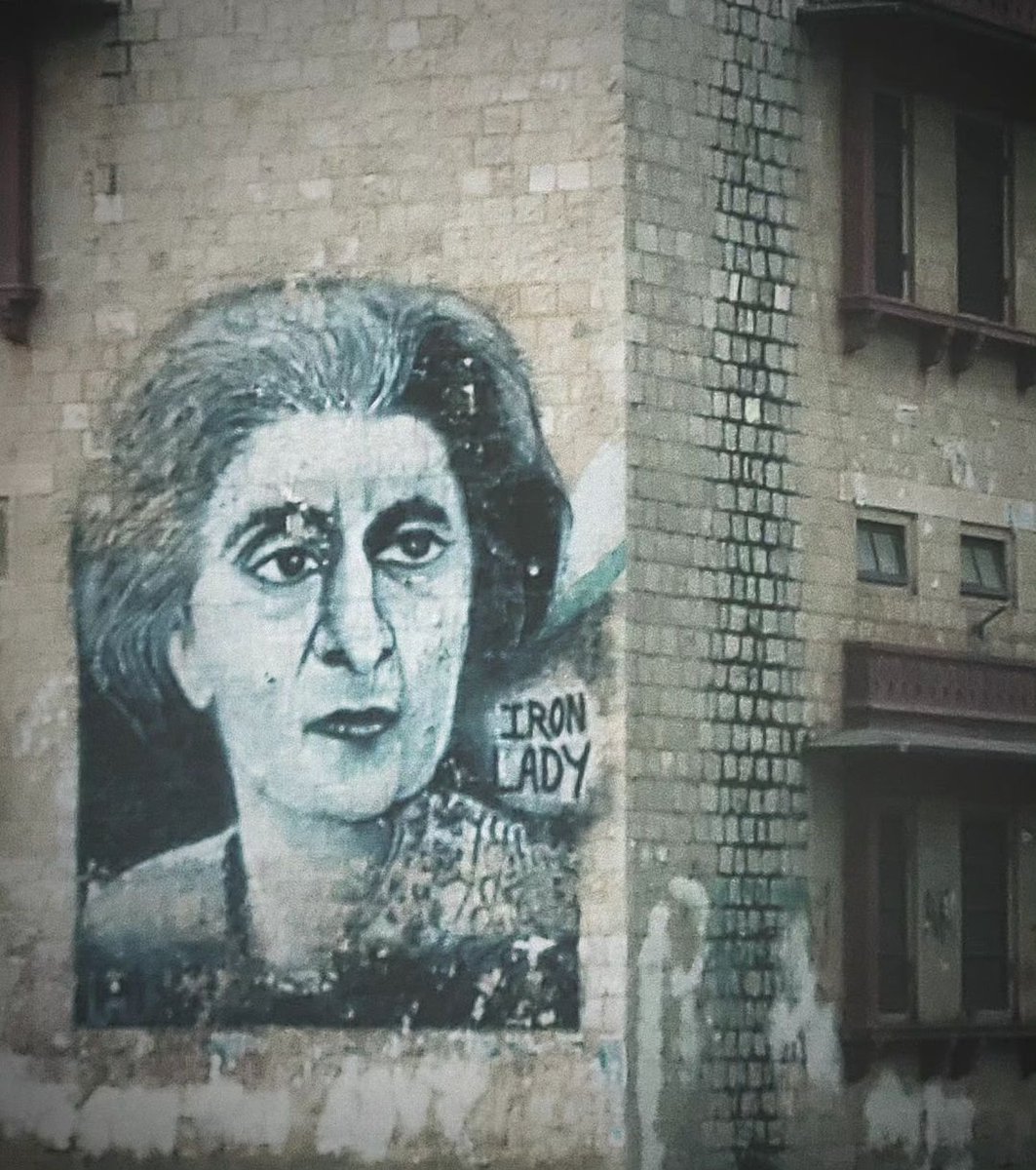 Indira Gandhi, immortalized on the walls of Rajasthan University, Jaipur