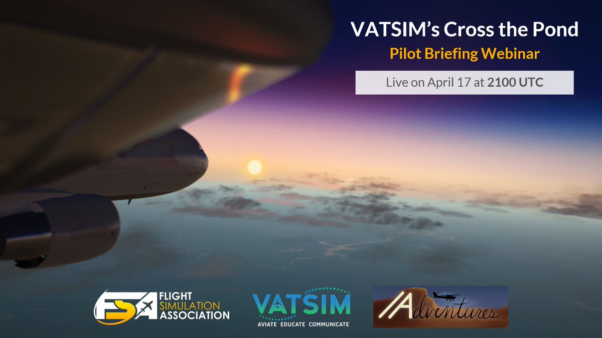 We are pleased to once again be hosting the Pilot Briefing for @VATSIM's largest event: @vatsimctp. Join us for this special, free livestream on April 17 when we cover everything you need to know. Register at bit.ly/CTP24W or watch live at youtube.com/watch?v=BYZ6oQ….