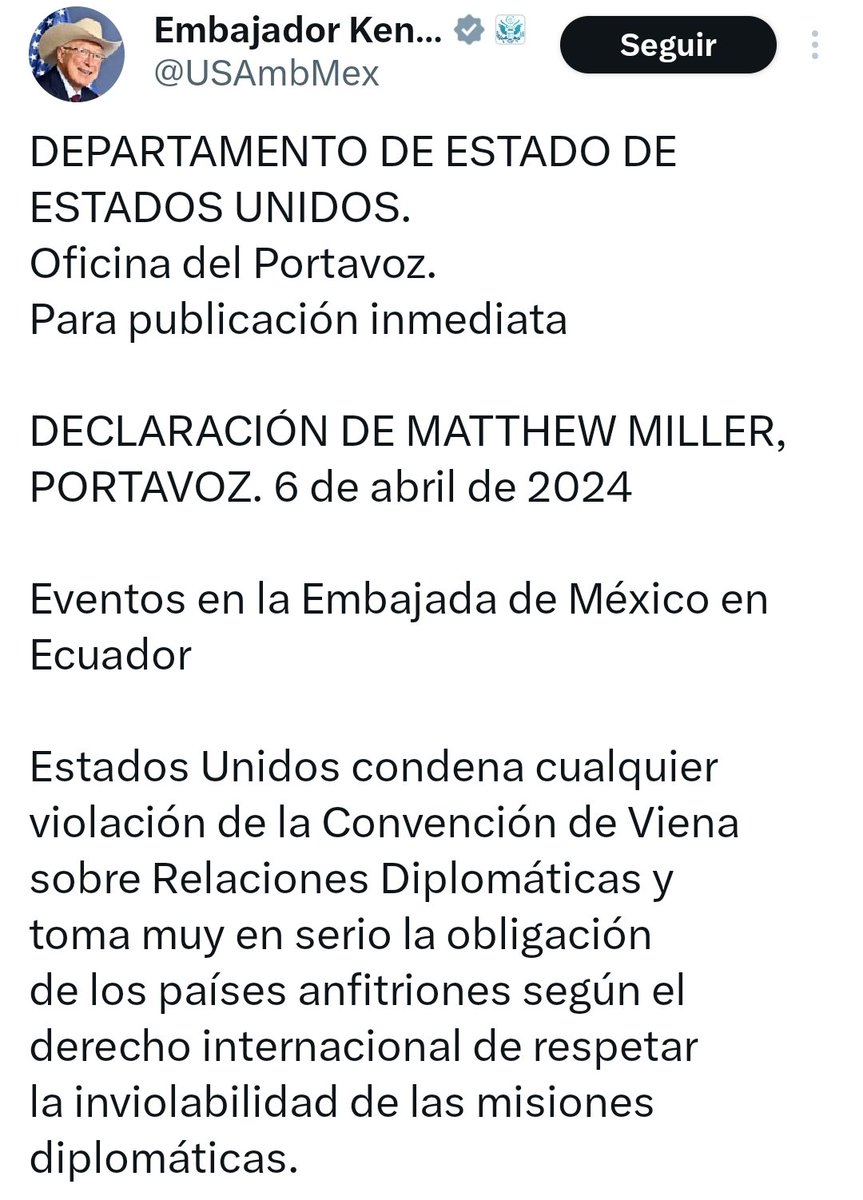 catrina_nortena's tweet photo. #ULTIMAHORA
🚨 GOLPAZOOO para el PAN y la Fachiza Vendepatrias
CONDENA Estados Unidos y @USAmbMex la Violación del Gobierno Golpista de Ecuador a la Embajada de México en Quito.
Se quedaron solos los fachos criminales ecuatorianos y los panistas...
#TodosConMéxico https://t.co/6ldKA3YhcG