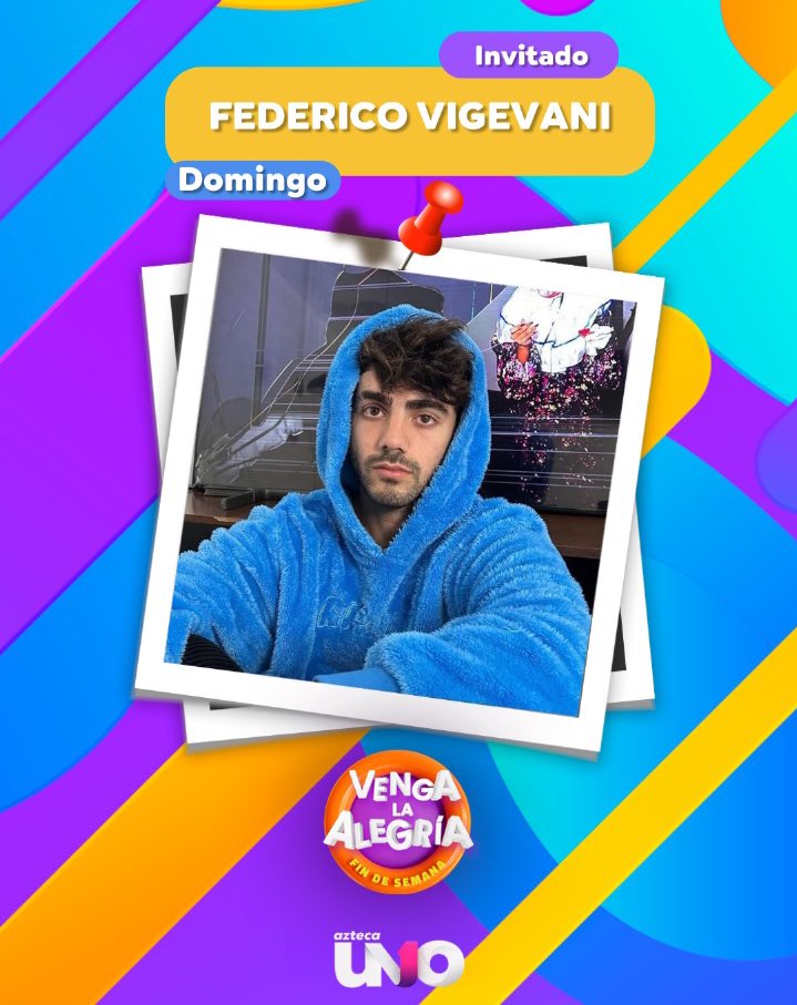 Mañana nos acompañará Federico Vigevani, ¡llena de diversión tu mañana junto a nosotros! Te esperamos en #VLAFinDeSemana a las 9AM por @aztecauno. 🤩🕺🏻✨💃🏻
