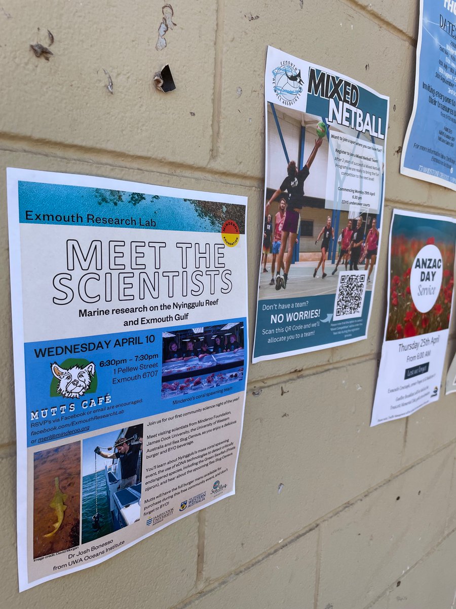 Come down to “Meet the Scientists” night 🪸at Mutts! 🐕@ExmouthResearch @uwaoceans @jcu