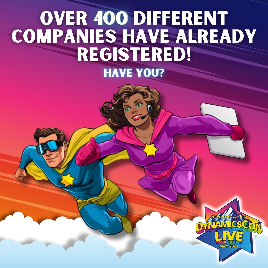 Dynconference's tweet image. Over 400 unique companies are sending representatives to #DynamicsConLIVE 2024 🙌🏼 Register you and your colleagues today for this 3-day learning and networking opportunity!  

➡️ live.dynamicscon.com/register2024/

#Dynamics365 | #DynamicsGP | #PowerPlatform | #Copilot | #AI | #MSTeams