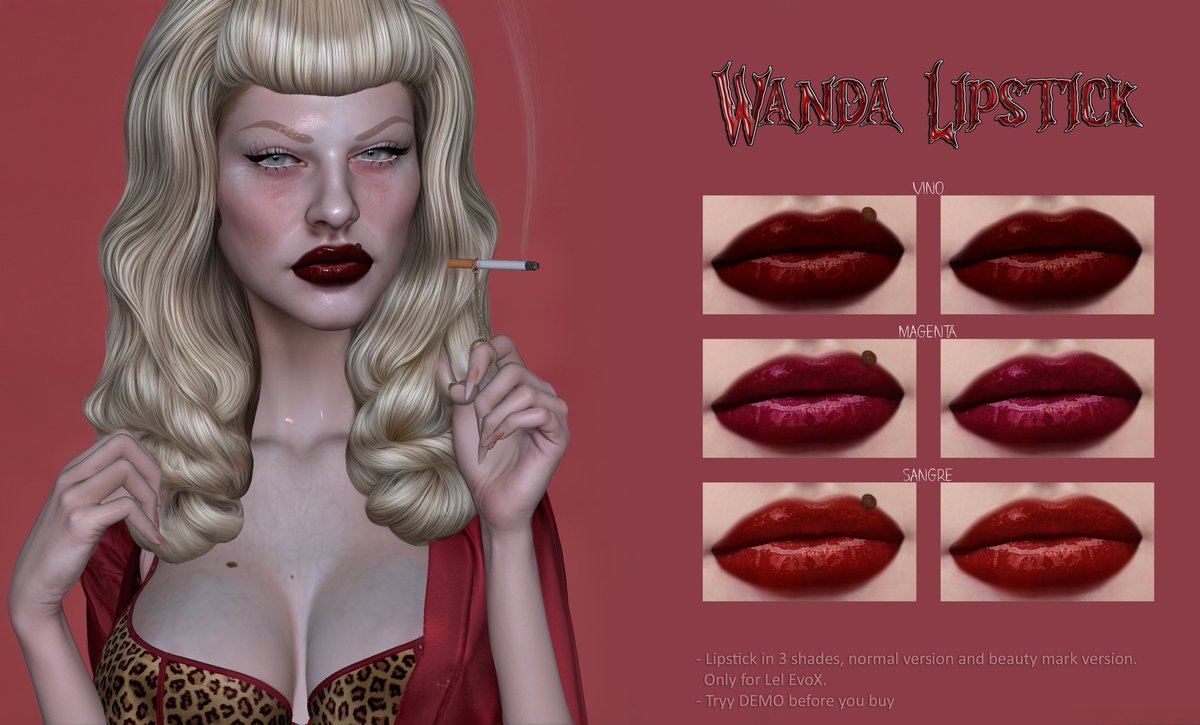 💋 Wanda Lipstick 💋 at La Maldita Bruja maps.secondlife.com/secondlife/She… - Lips for Lel EvoX Applier - Try DEMO before you buy GiveAway at FB facebook.com/LaMalditaBrujah