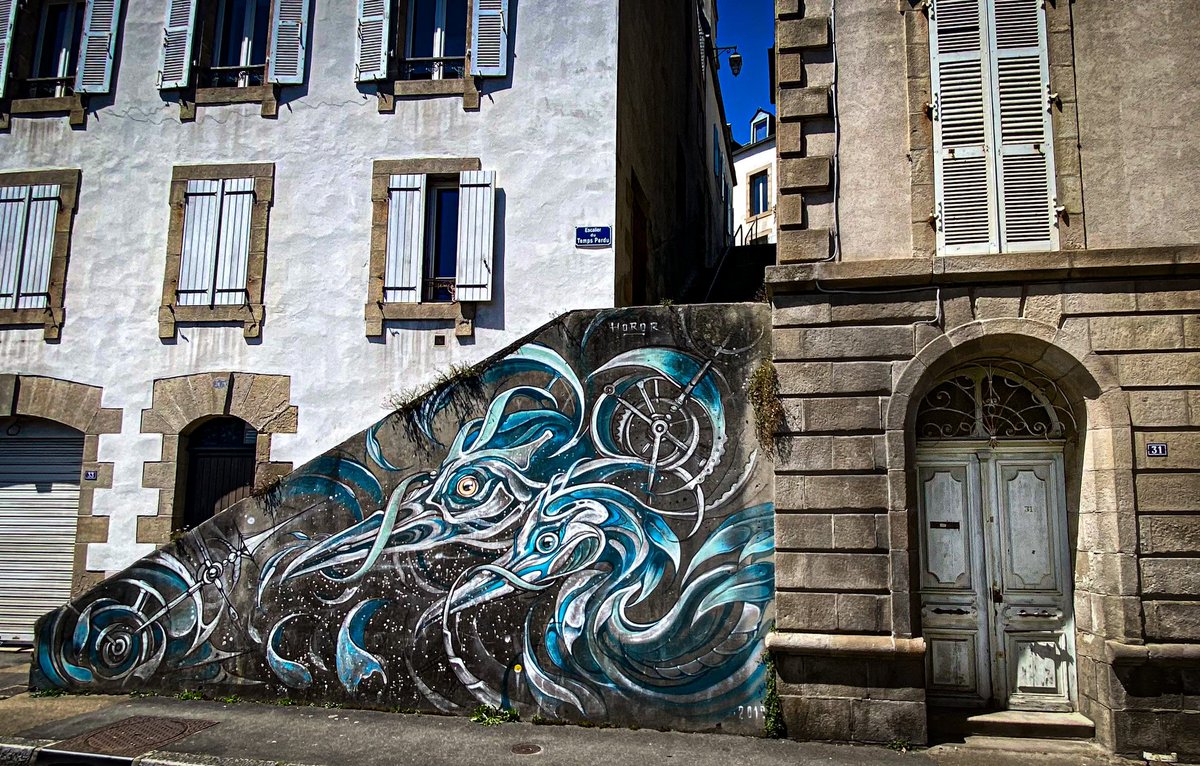 Once fine door and artwork: Morlaix,Finistère #DailyDoor #StreetArt