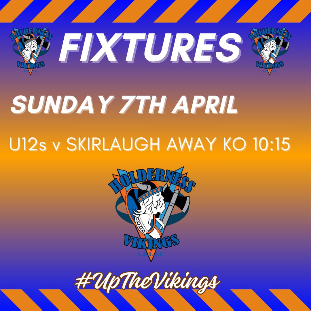 Just the one fixture today as our U12s head to Skirlaugh for what should be a good game of youth RL. #UpTheVikings 🔶🔷🏉🔷🔶