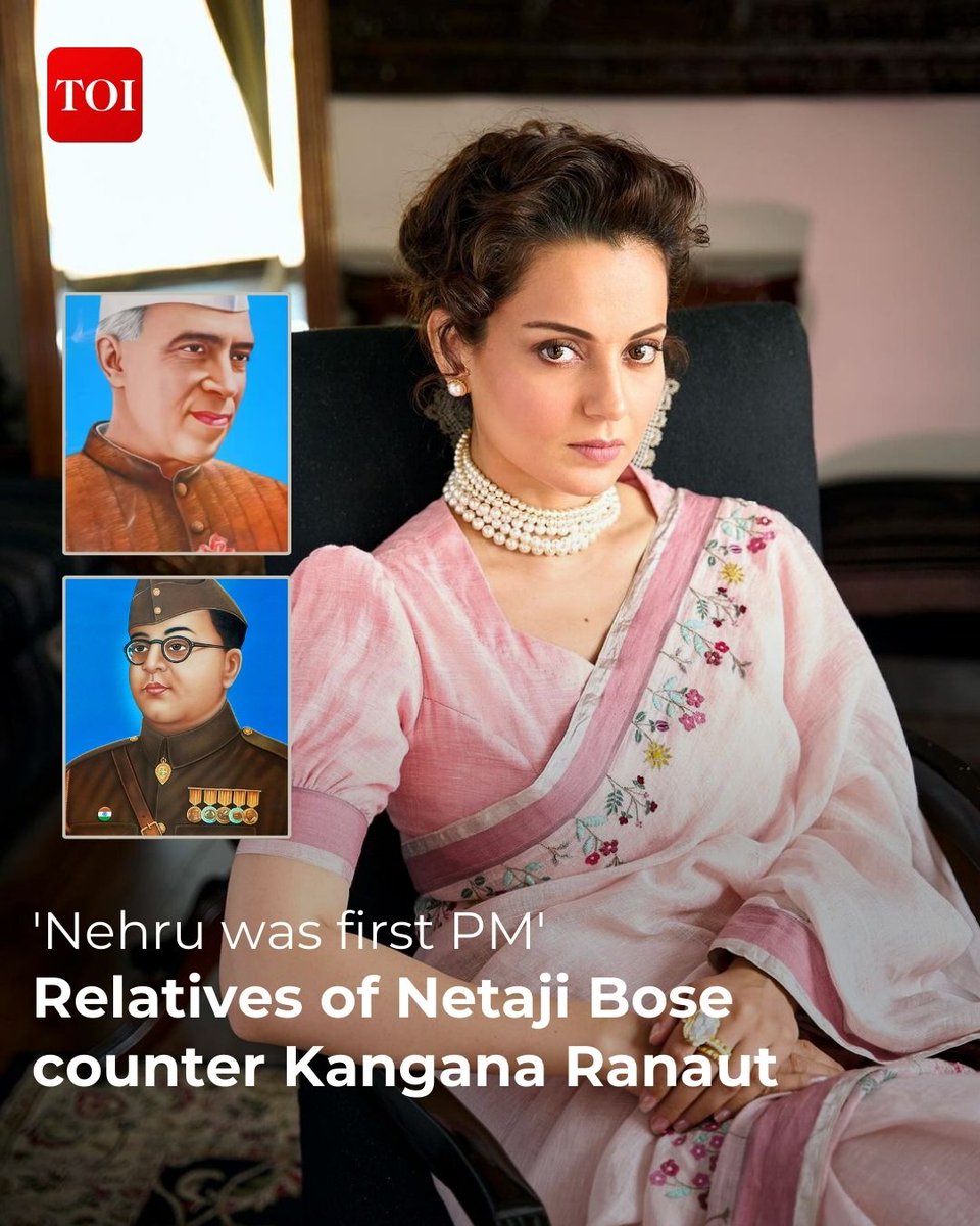 #Netaji Subhas Chandra Bose's family condemned on Saturday attempts by actor-turned-politician #KanganaRanaut to distort history and try to pit Bose against Jawaharlal #Nehru by calling the former the first PM of India. Details here: toi.in/D39b7a63