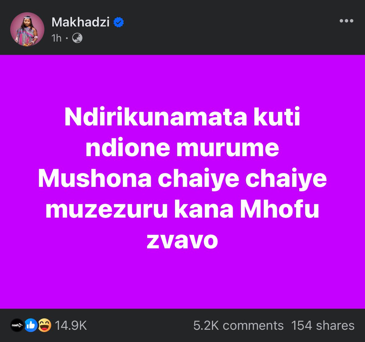 If you are a single Shona , Zezuru and Mhofu man ; send your CV to Makhadzi ASAP! No chancers please.