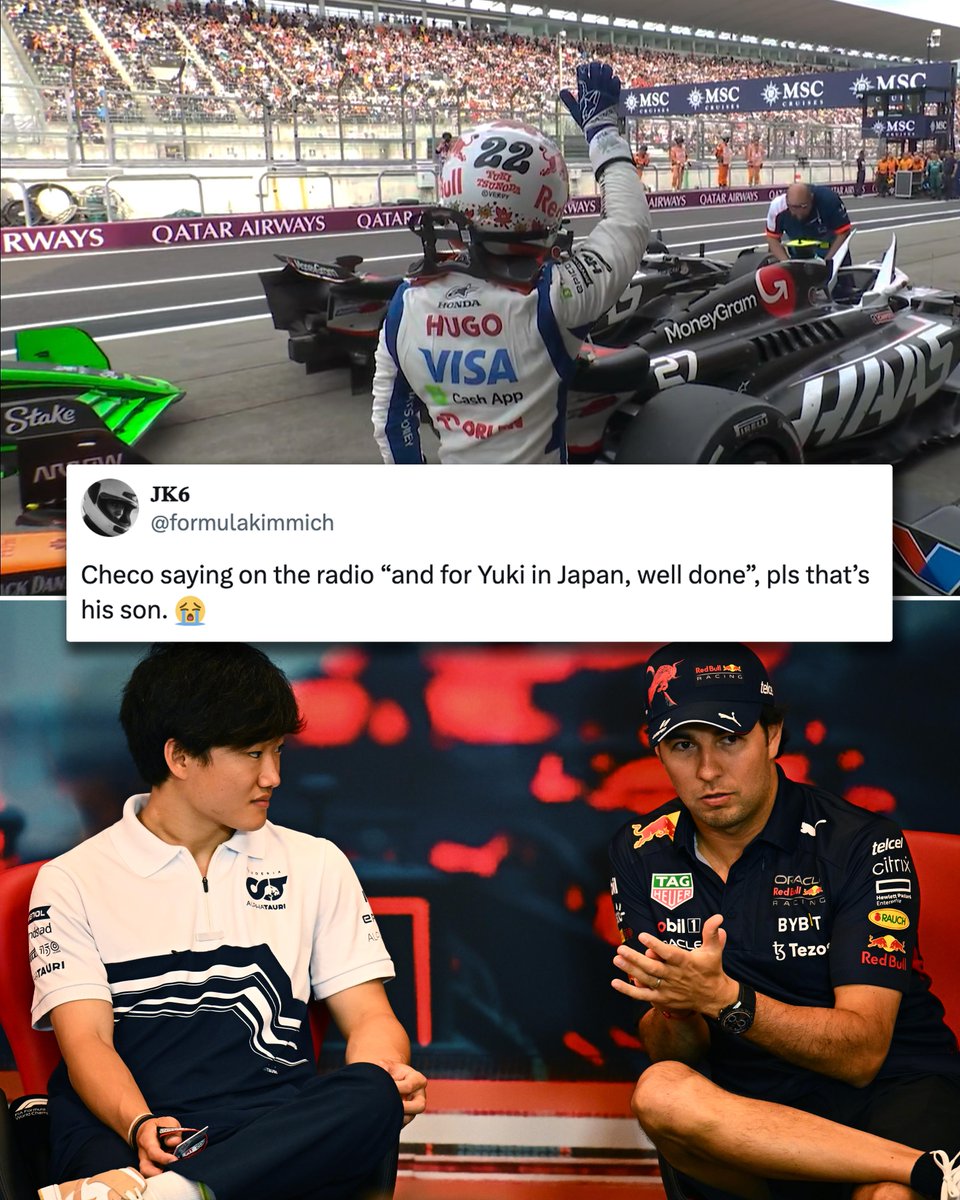 This message from Checo to Yuki after he scored points at his home race ❤️