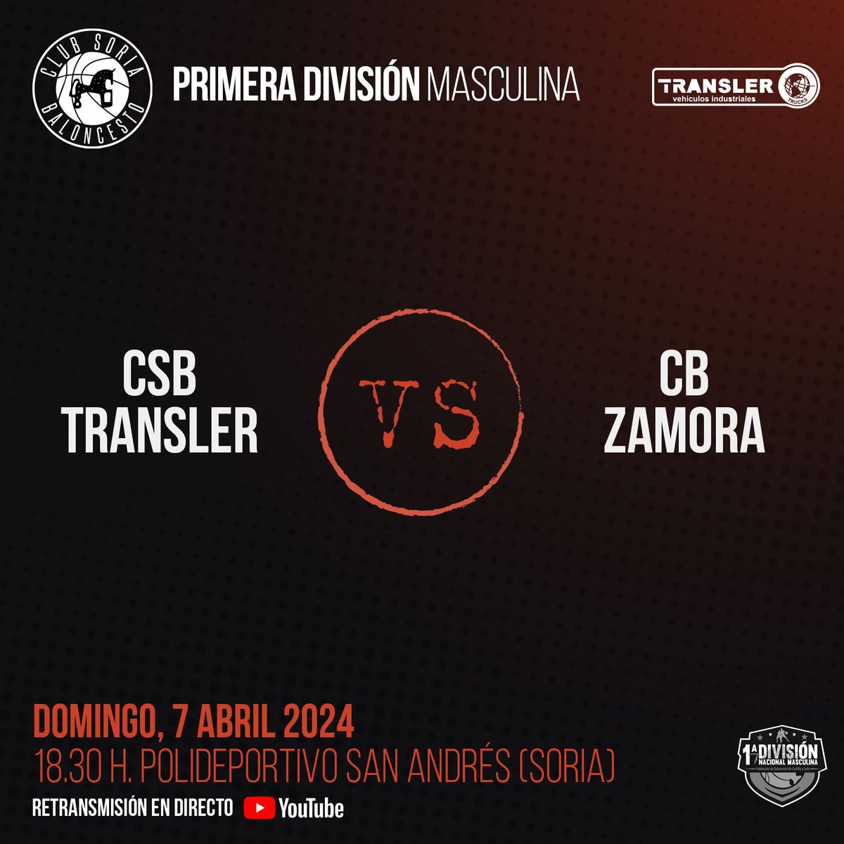 🔥 GAME DAY 🔥 🏆 Primera Femenina ⛹🏼‍♀️ #CSBSemillasAdolfoMartinez 📋 J.3 2 fase 🕓 16:00 🏟️ San Andrés (Soria) 🆚 @ClubEsclavas Y después, 🏆 Primera Masculina ⛹🏽 #CSBTransler 📋 J. 23 🕓 18:30 🏟️ San Andrés (Soria) 🆚 @ClubBZAMORA 📺youtube.com/@CSBClubSoriaB… ¡Te esperamos! 🏀🖤