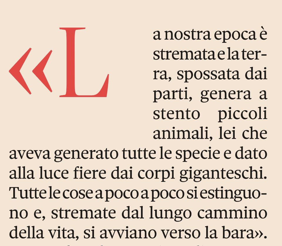 La nostra epoca è stremata e la terra, spossata dai parti, genera a stento piccoli animali, lei che aveva generato tutte le specie e dato alla luce fiere dai corpi giganteschi Lucrezio @PietroDelSolda recensisce il libro di Ivano Dionigi “L’Apocalisse di Lucrezio” @sole24ore