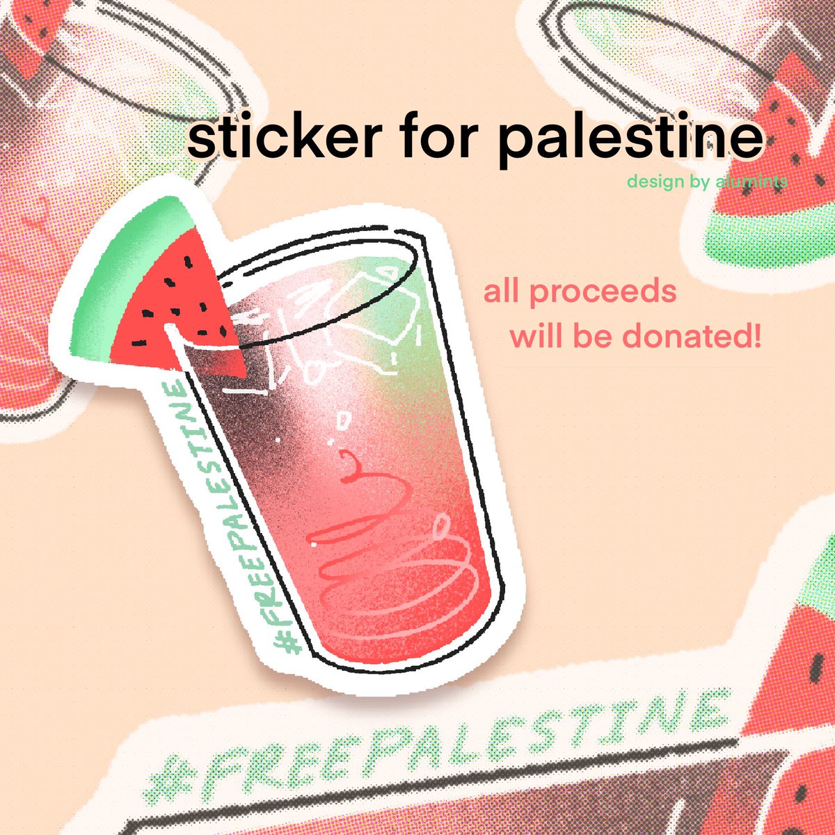 hey hey I'm selling a charity #FreePalestine sticker! All proceeds will be donated to CareForGaza when the preorder period is over. 🍉 alumints.com/product/preord…