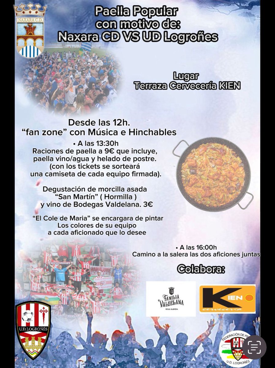 ⚽️ DÍA DE PARTIDO Y MÁS ⚽️ 

<a href="/Naxaracd/">Náxara C.D.</a> 🆚 <a href="/UDLogrones/">UD Logroñés</a>

🏟️ La Salera 

🕕 17:00 horas 

Entradas 👇
flowte.me/storefront/nax… 

En directo 👇
🖥 tvfootballclub.com 

#TeLoVasAPerder #2RFEF #NáxaraUDLogroñés 
#AúpaNáxara #SoyDelNáxara #NáxaraCDCantera