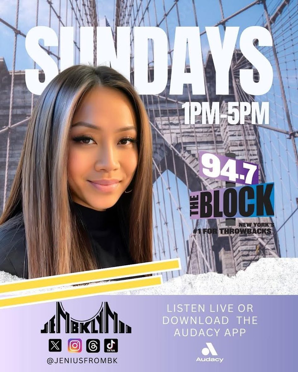 On Behalf Of Myself & The Entire @947theblock Radio Family We Would Like To Welcome Jen From BK @jeniusfrombk To The Family. Check Her Out Every Sun Starting 2Day 1pm-5pm On @947theblock Or The Free @audacy App!!!