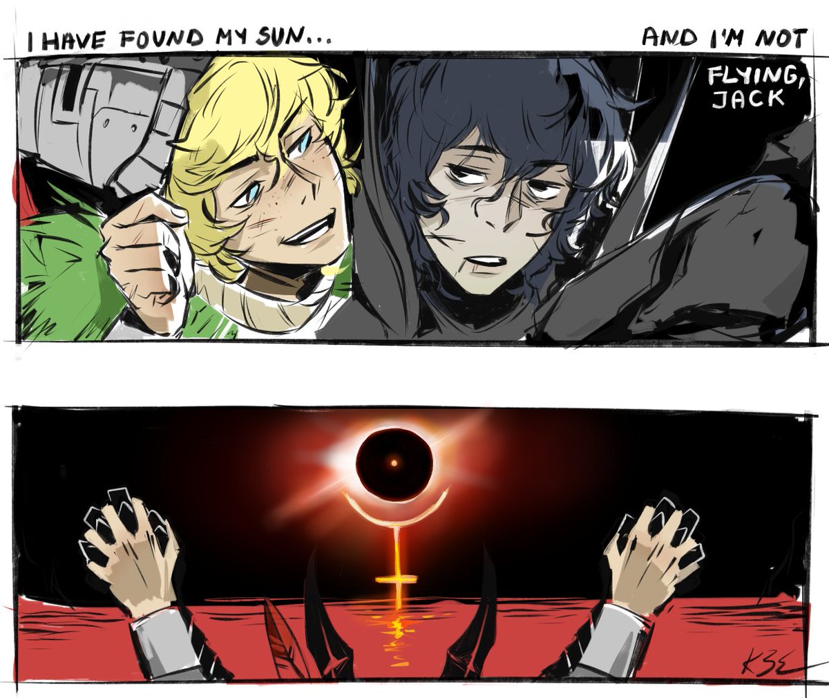 Happy #TotalSolarEclipse Day everyone XD. ⋆｡˚☀️ The fool and the knight of pentacles #Solangelo x #DarkSouls Sun/pluto #solaire / #blackknight Patreon->kanda3egle .