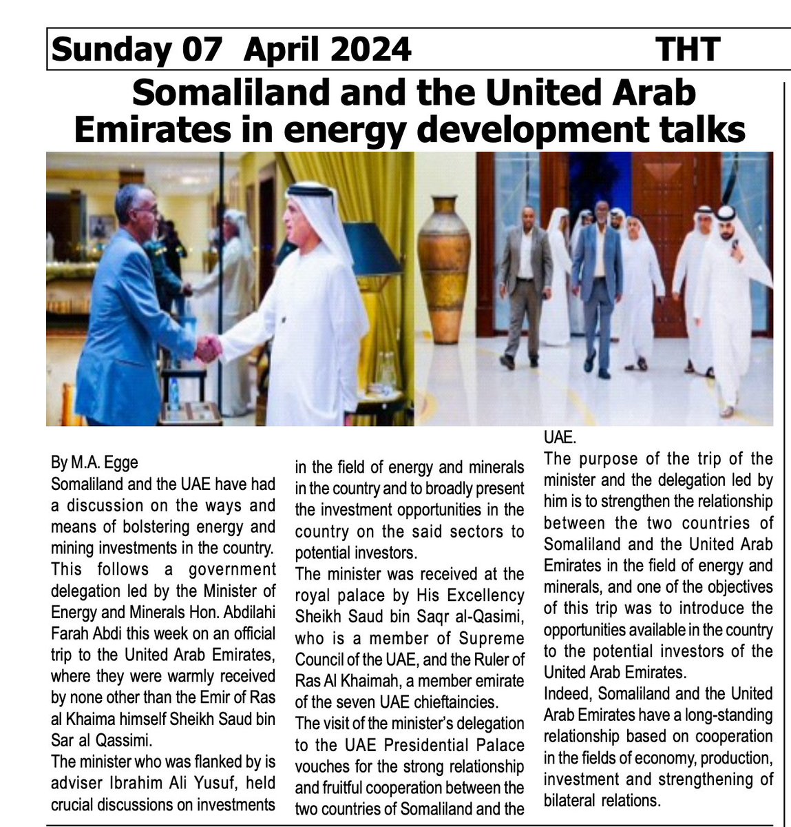 Where is @HassanSMohamud of @TheVillaSomalia. Is he going to recall his Amb. & closes the embassy of UAE in #moqadisho ? Surprising , it reads as 'both vouches for the strong r/n ship & fruitful cooperation b/n the two #countries of #Somaliland & UAE.