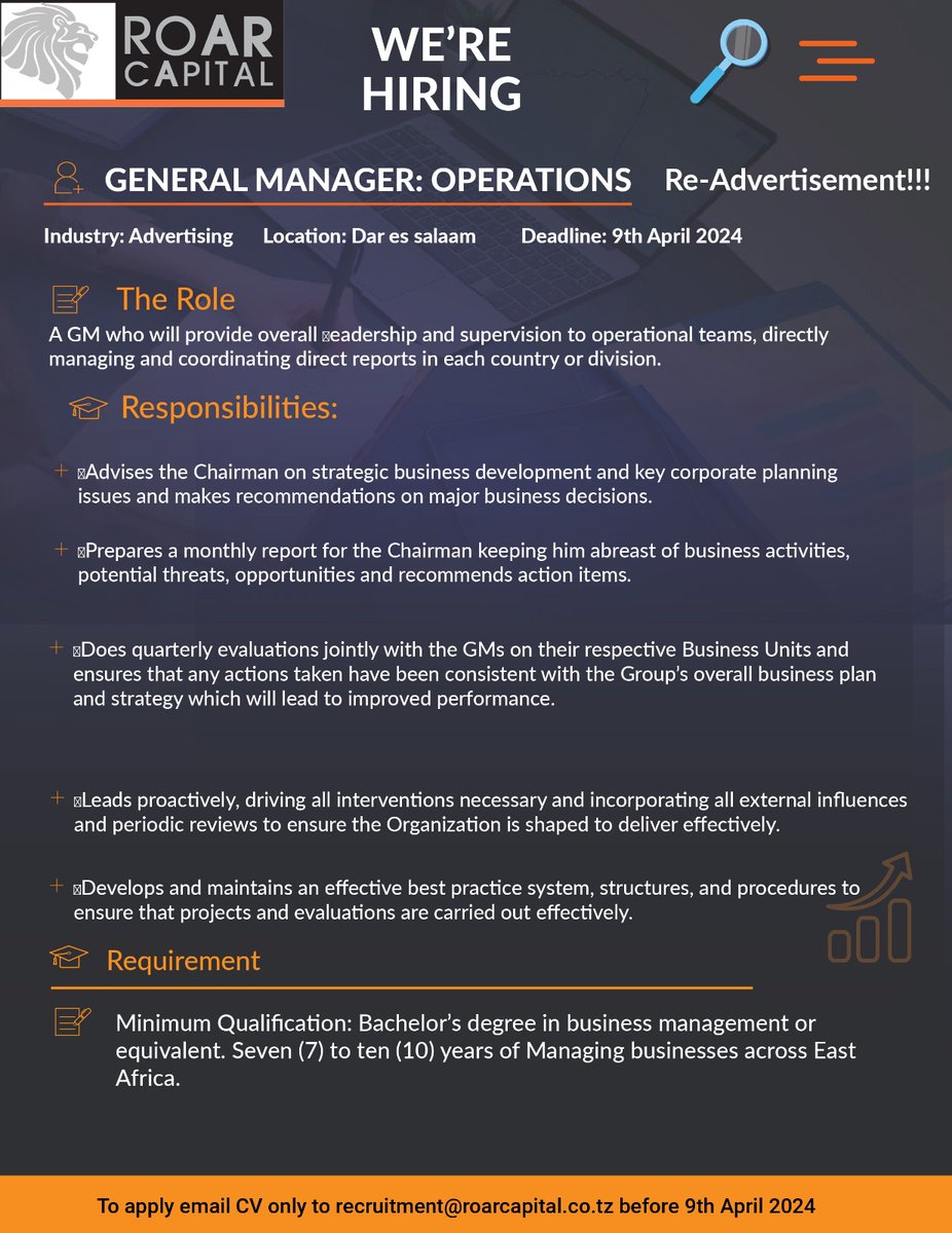 VACANCY GM OPERATIONS
