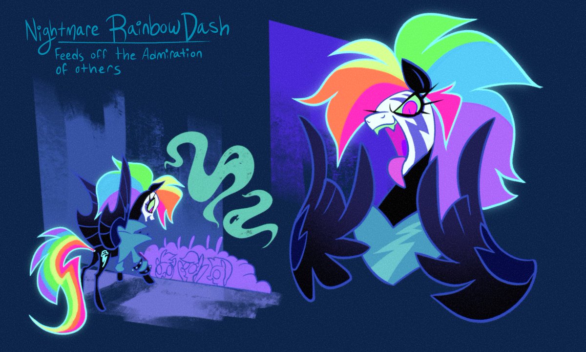 JaneGumball's tweet photo. Nightmare Rainbow Dash ⚡️ https://t.co/YsSxDtG0C8