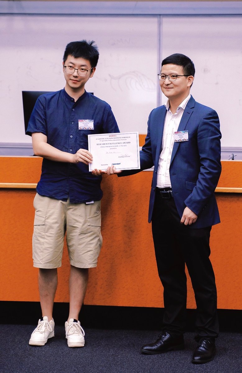 Proud of Dr Yuao Wu @wudoudou2005, winning the ECR oral presentation FIRST prize at the 4th @Griffith_Uni ECR Cross-Institute Symposium. He developed ceria-iron oxide hybrid nanoparticles for theranostics of diseases #theranostics