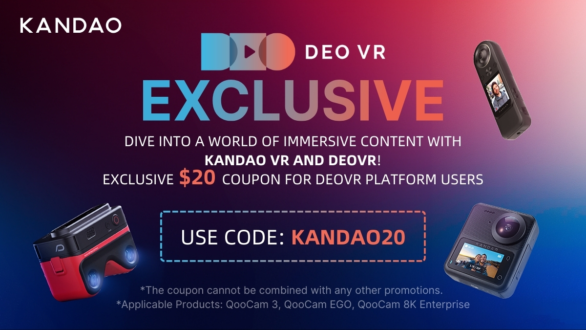 KandaoVR's tweet image. 🎉 We&apos;re thrilled to extend our exclusive $20 discount offer to all DEOVR users! Elevate your VR game with Kandao&apos;s top-notch 360 and 3D cameras. Immerse yourself in stunning content like never before. 
🔥Hurry, grab your discount now! 
us.kandaovr.com/collections/co… 

#kandaovr #deovr…