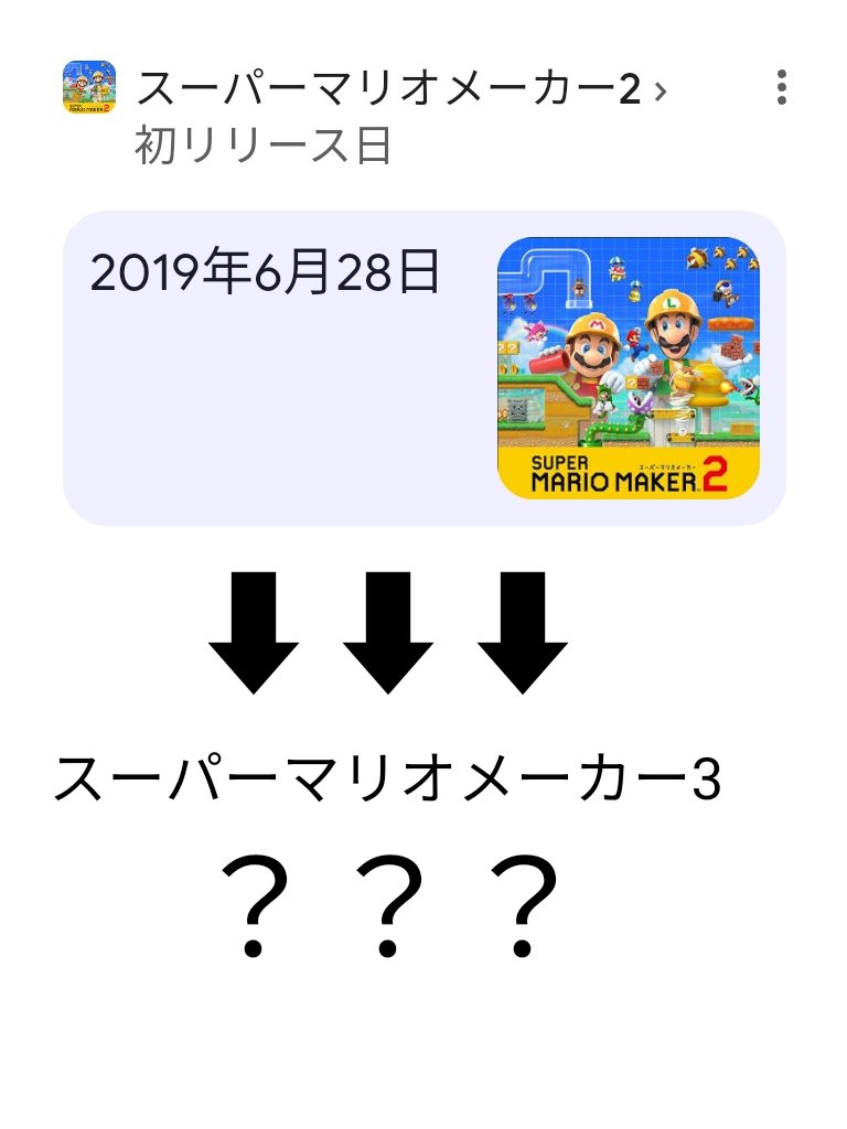 スプラトゥーン的に言ったら、スーパーマリオメーカー3も、もうそろそろ来てもおかしくない時期になってきたのよ、