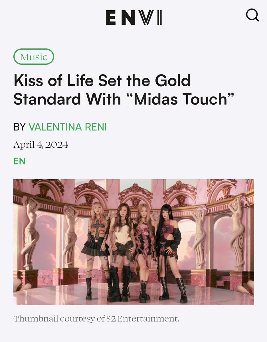 'Kiss of Life really does turn every song and stage they touch into gold — and as the group continues to grow and explore its musicality, there’s no boundary they cannot push.' 

🔗envimedia.co/kiss-of-life-s…

#KISSOFLIFE #KIOF #키스오브라이프