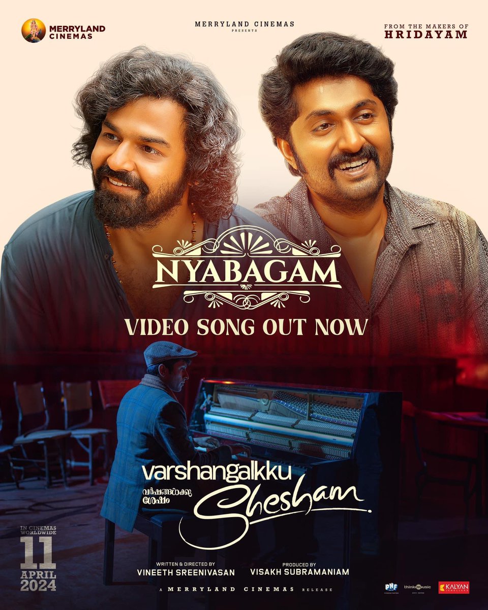 '#Nyabagam...' music video is now available! 🔗 youtu.be/I5NMD5nd-NU) #VarshangalkkuShesham Starring #PranavMohanlal-#VineethSreenivasan - #DyanSreenivasan -#NivinPauly - #BasilJoseph - #KalyaniPriyadarshan | @kalyanipriyan