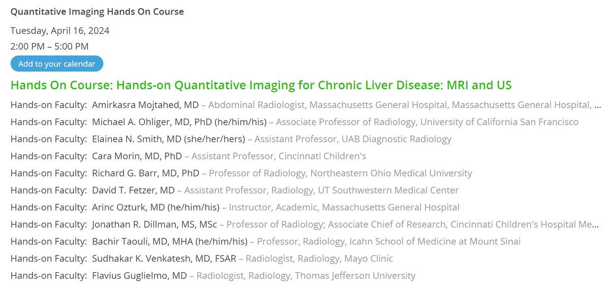 (1) Join us in this hands-on workshop if you want to learn more about diffuse liver disease imaging from the ⭐️s of MRI and US liver imaging! Mark your calendars for 04/16 2-5pm EST. Novel MRI and US methods will be covered. @SocietyAbdRad #SAR2024 @Abdominal_Rad @Liver_Fibrosis