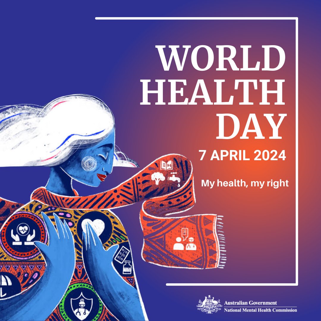 Today is World Health Day and this year’s theme is 'My health, my right’. At the National Mental Health Commission, we believe that mental health is a universal human right. To learn more about World Health Day 2024 visit 👉 who.int #worldhealthday