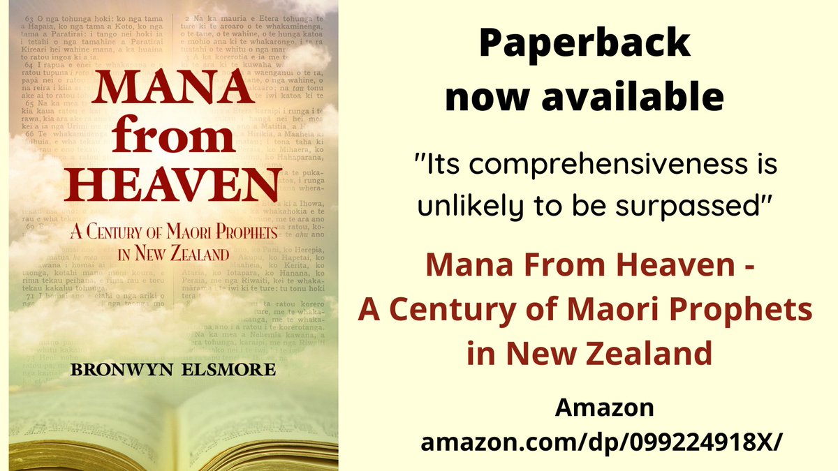 Mana From Heaven - A Century of Maori Prophets in New Zealand,
by Bronwyn Elsmore,
#ReadNZ #Nonfiction
In your bookshop, or see flaxroots.com
Paperback via Amazon
tinyurl.mobi/DoCt