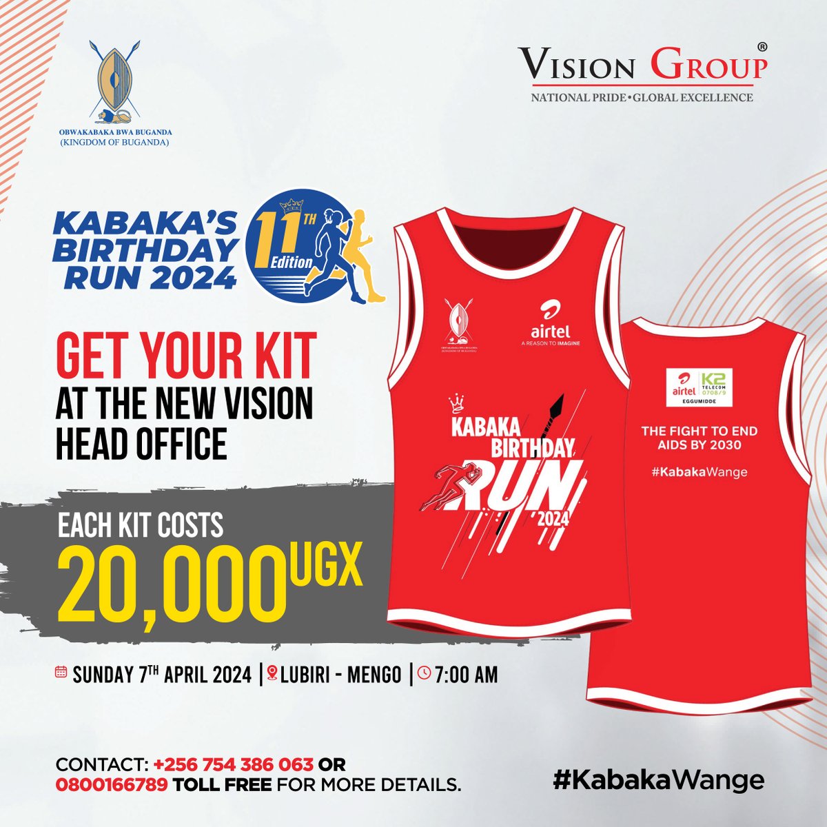 It's finally here! The Kabaka Birthday Run is happening today at Lubiri Mengo. Don't miss out on this opportunity to run for a cause and make a difference. Lace up your shoes and let's hit the ground running! 🏃‍♂️ #KabakaBirthdayRun2024 #KabakaWange