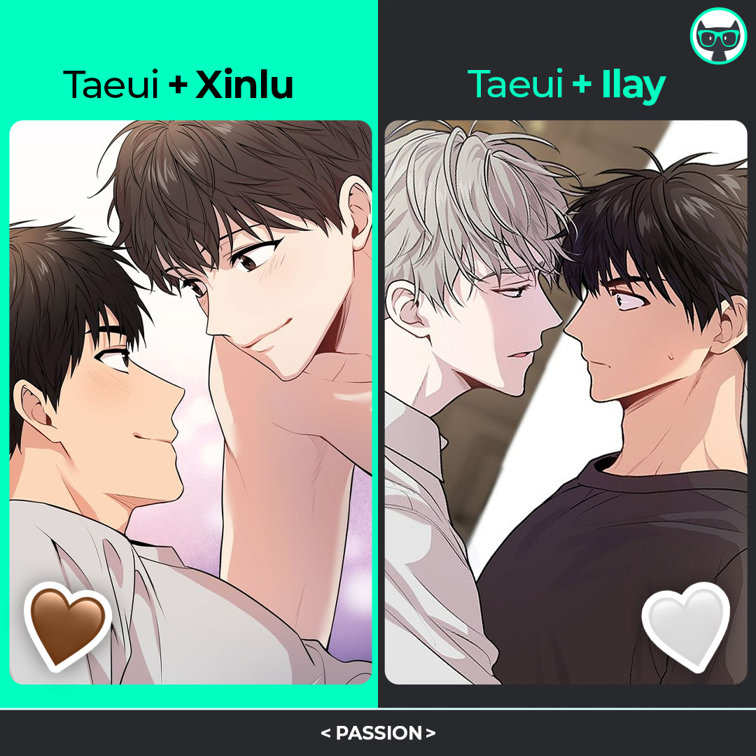 Who do you ship? 💌 😳

❤️ / 🩵 Eternal Covenant
💛 / 💙 Wet Sand
🖤 / 🩶 I Became the Lousy Side Top
🤎 / 🤍 PASSION

Read them all on Tappytoon.com!

#Tappytoon #BL #LoveTriangle