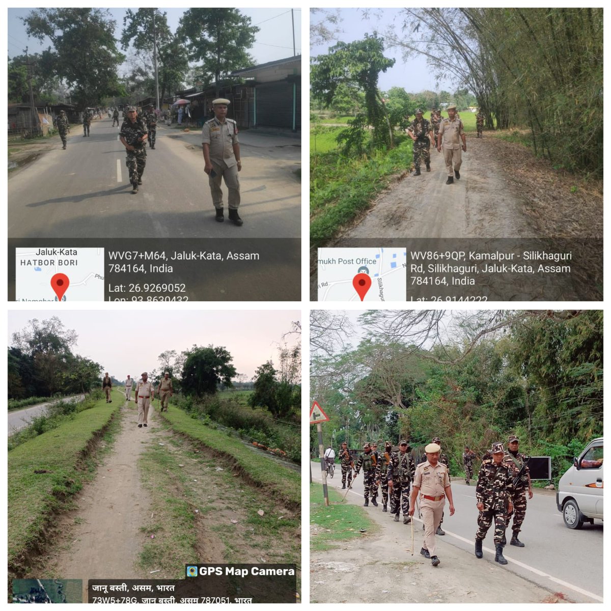 Naka checking and area domination carried out in different parts of the district for peaceful and fair conduct of Elections. #জনহিতজনসেৱাৰ্থে @CMOfficeAssam @himantabiswa @DGPAssamPolice @gpsinghips @assampolice