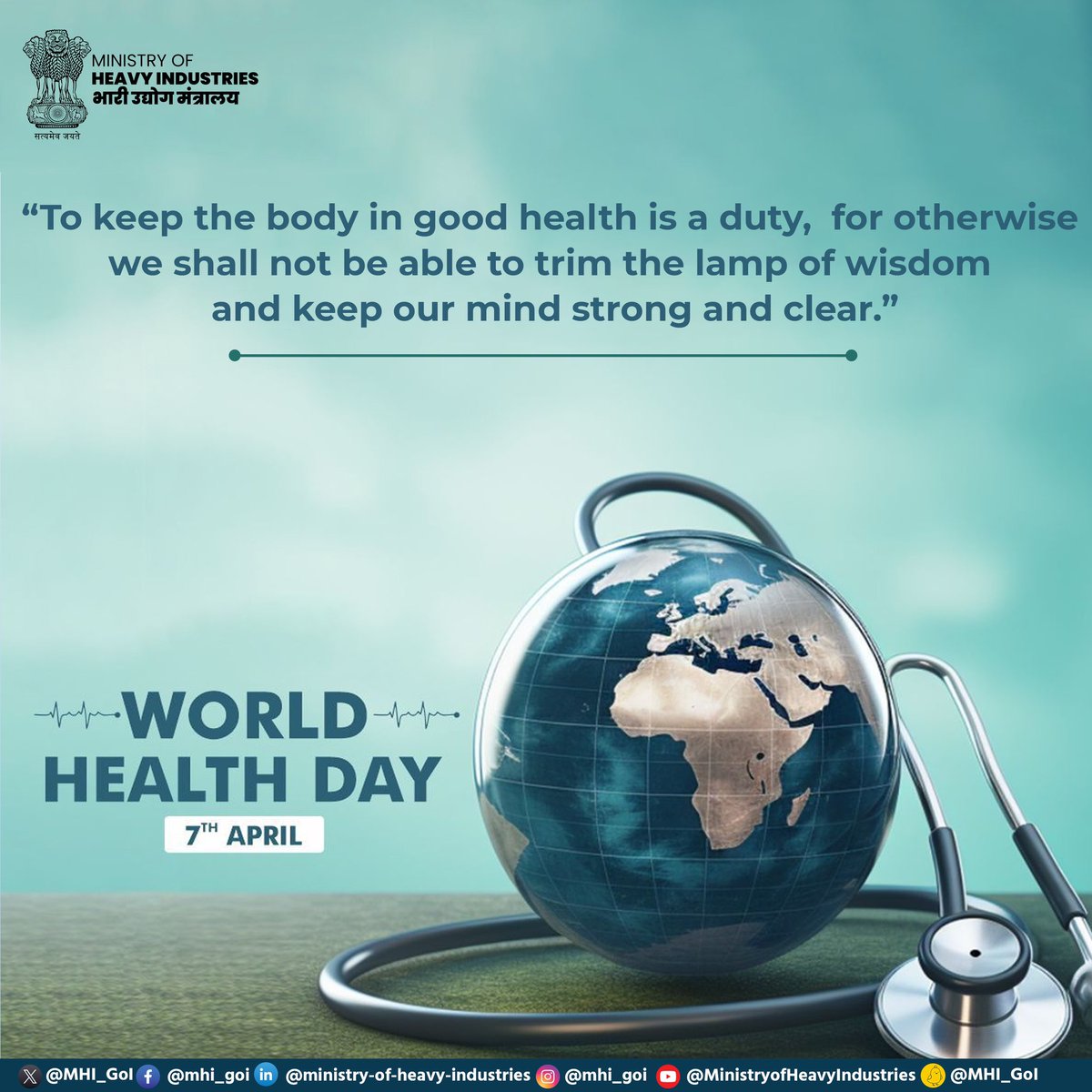 Happy World Health Day! Let's prioritize wellness, encourage healthy habits, and unite to create a happier, healthier world for everyone. #WorldHealthDay #HealthForAll 🌍🏥