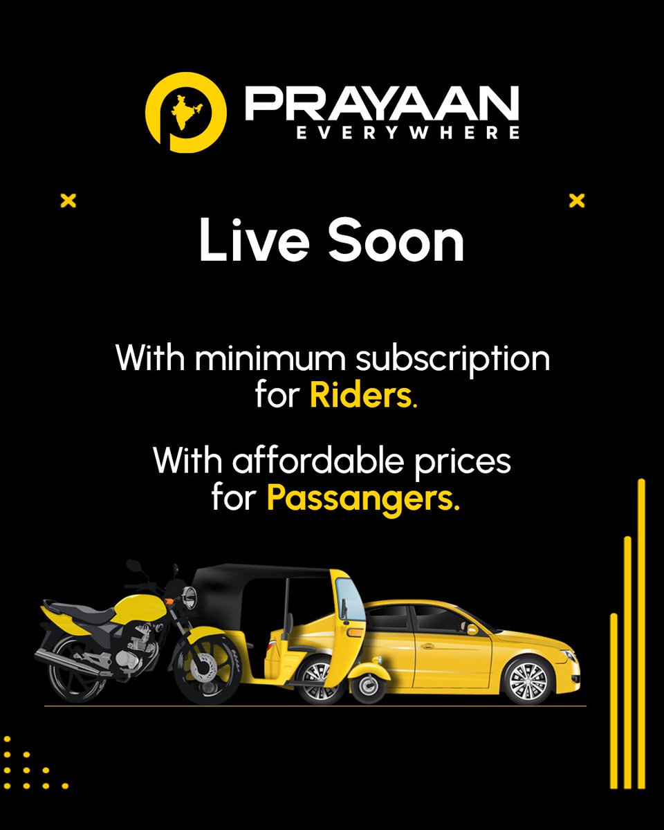 Thrilled to announce our new client is Prayaan! 🚀 As they embark on their journey with us.

#Prayaan #WithVIPIndia #ParyaanCabs #India #StartupIndia #IndianStartups #DropAndPick #Cabs #Rides