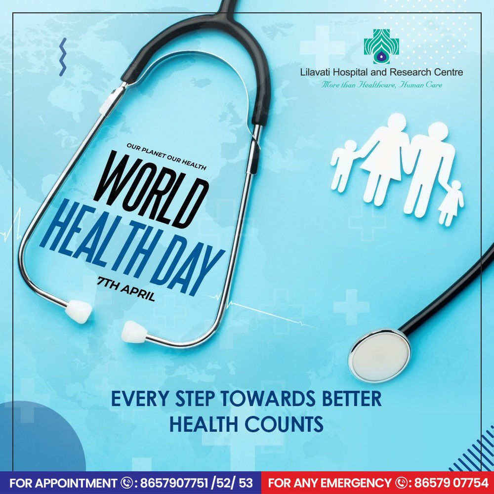 Today, let's prioritize health and well-being. On World Health Day, let's commit to healthier lifestyles and a brighter future together. #LilavatiHospital #LilavatiHospitalBandra #TertiaryCareHospital #Mumbai #WorldHealthDay #HealthierTogether #PrioritizeHealth #WellnessJourney