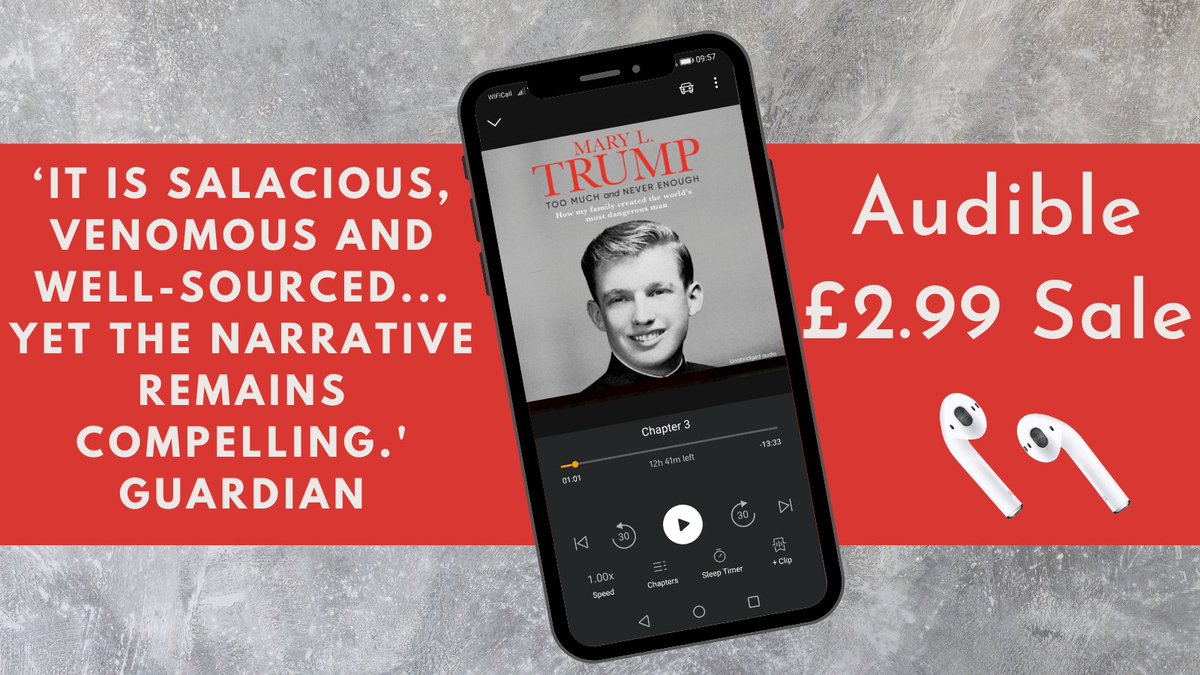 'The most devastating, most valuable and all-around best Trump book since he started running for president.' Politico Listen to #TooMuchandNeverEnough by Mary L. Trump in @audibleuk's £2.99 Sale! adbl.co/3x5iyrS