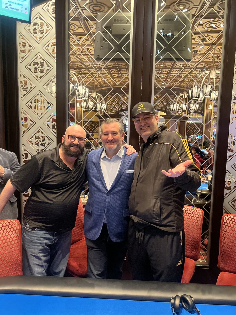 Playing poker in Vegas with ⁦@phil_hellmuth⁩ & ⁦@themouthmatusow⁩ Two great guys & spectacular players. #ShuffleUpAndDeal