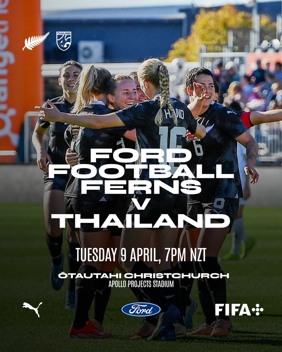 The fun's not over yet Ōtautahi Christchurch! ✨

The Ford Football Ferns play Thailand again on Tuesday at 7pm at Apollo Projects Stadium 🇳🇿🇹🇭

🎟 Get your tickets now: premier.ticketek.co.nz/shows/Show.asp…