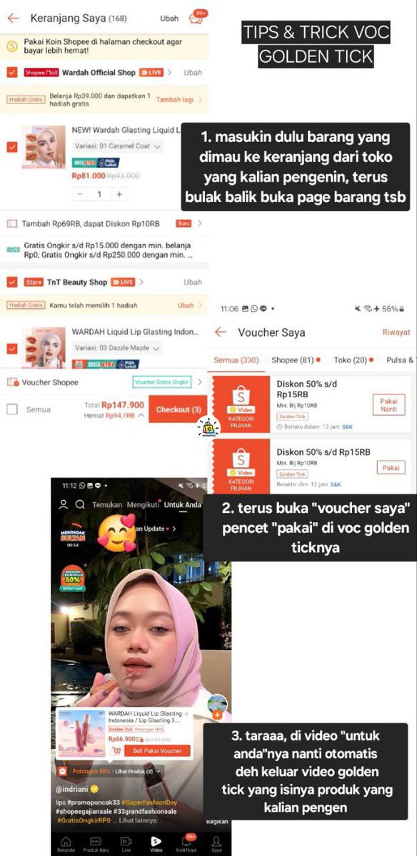 discountfess's tweet image. df sebuah tips n trick yang pengen pakai voc golden tick tapi bingung cari kreatornya, aku punya tips di pict guys 💖