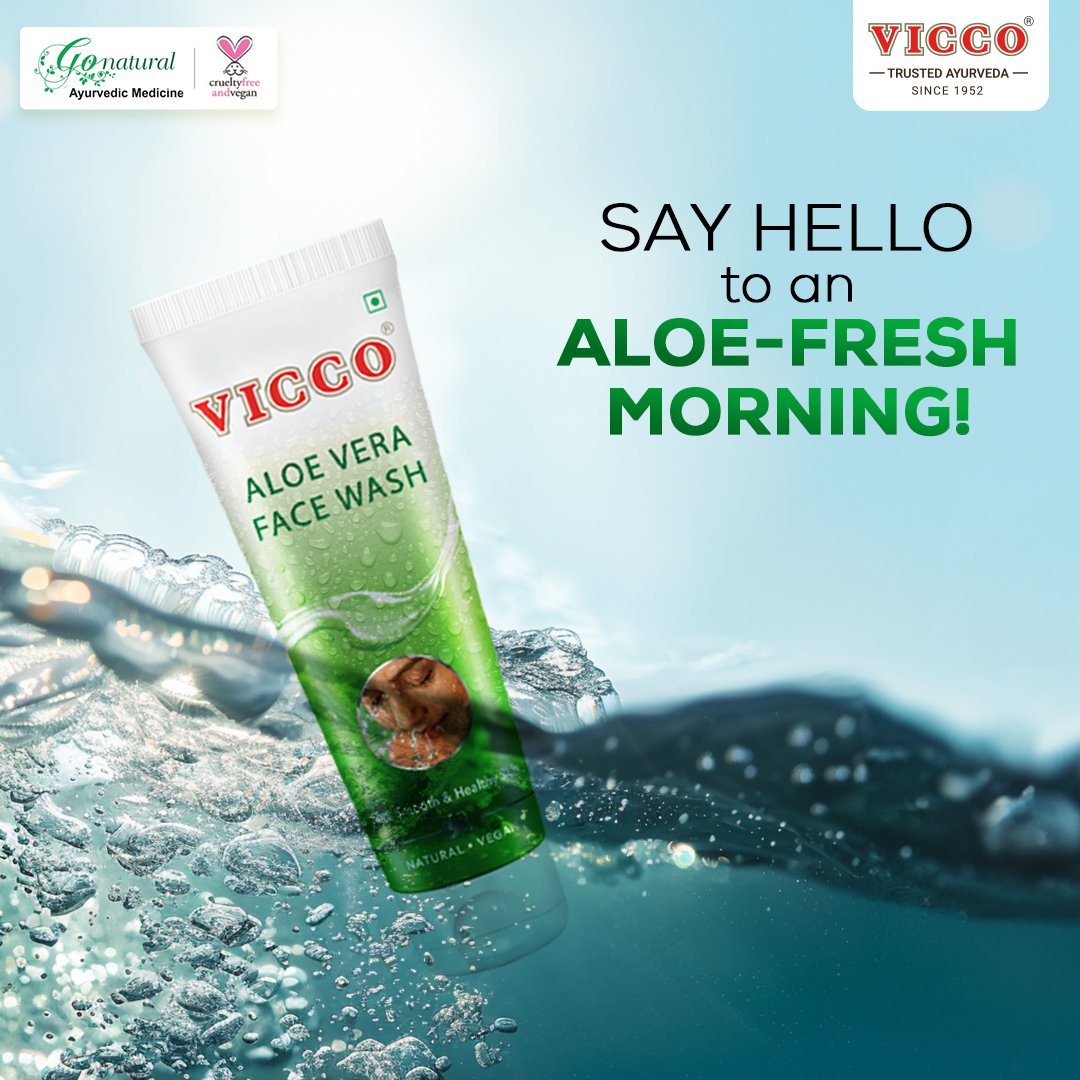 Refresh your skin with the goodness of aloe vera. Get hydrated and smooth skin with Vicco Aloe Vera Face Wash. To shop, click on the link in our bio! #Vicco #ViccoFacewash #summeressentials #GlowingSkin #BeautifulSkin #summerhydration