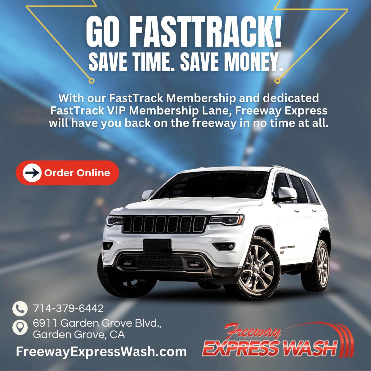 Freeway_Wash's tweet photo. With our Freeway #FastTrack Membership, you can add a second or third vehicle to your membership for a discount of 50% off the regular membership price. Visit our website for details.
📍 6911 Garden Grove Blvd
💻 https://t.co/kNDhsvGMI1
☎️ 714-379-6442
#freewayexpress #carwash https://t.co/vKuJIqrNGl