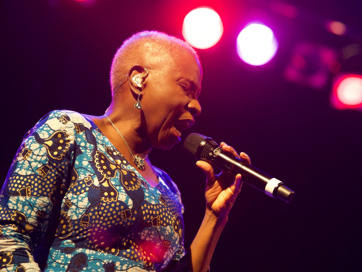 In an astonishing bit of good luck, @angeliquekidjo was playing in Somerville tonight, and we were able to get tickets to the sold-out show. It was great! Tim took this picture.