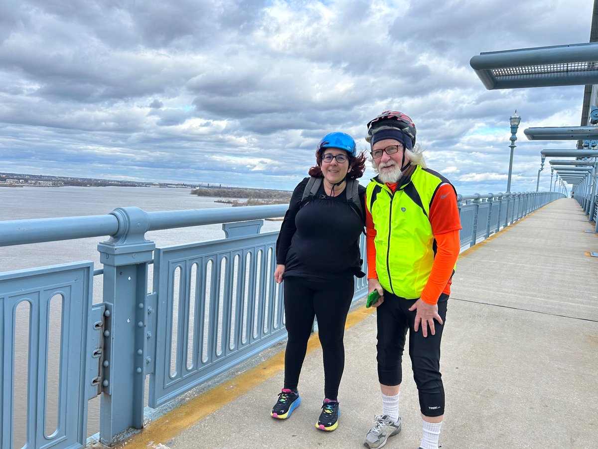 On top of the Ben Franklin Bridge with the Pride of Milwaukee, my @sejorg buddy Chuck Quirmbach. 12 miles done.