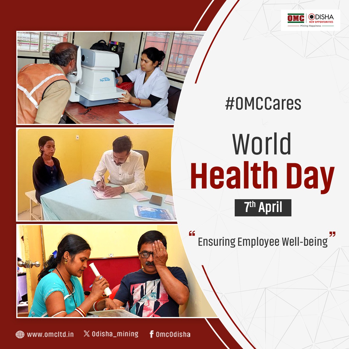 OMC prioritises well-being of its employees.

With focus on medical consultation,
special health camps &amp; preventive healthcare initiatives, we foster a healthy and engaged workforce.

#WorldHealthDay #MiningHappiness