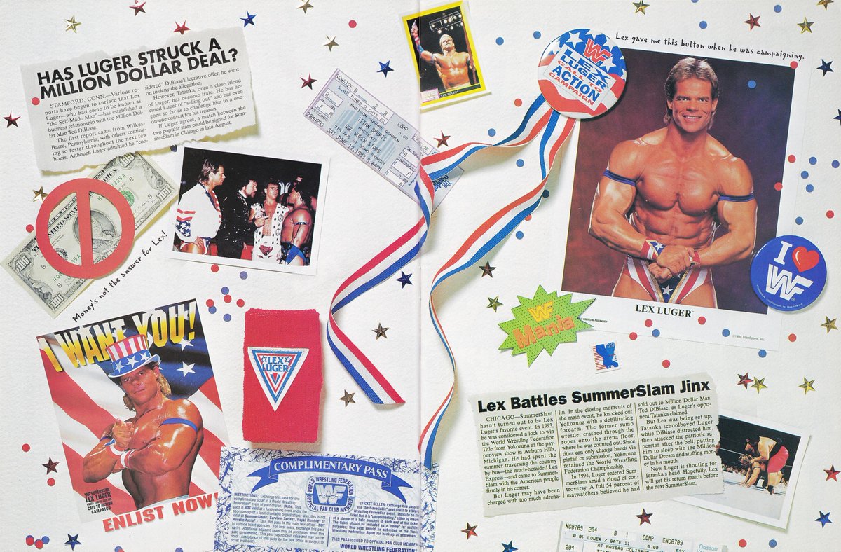 Lex Luger section from the 'WWF Bodyslams and Memories: 1994 The Year in Review' official magazine. 🇺🇸 @GenuineLexLuger #WWF #WWE #Wrestling #LexLuger