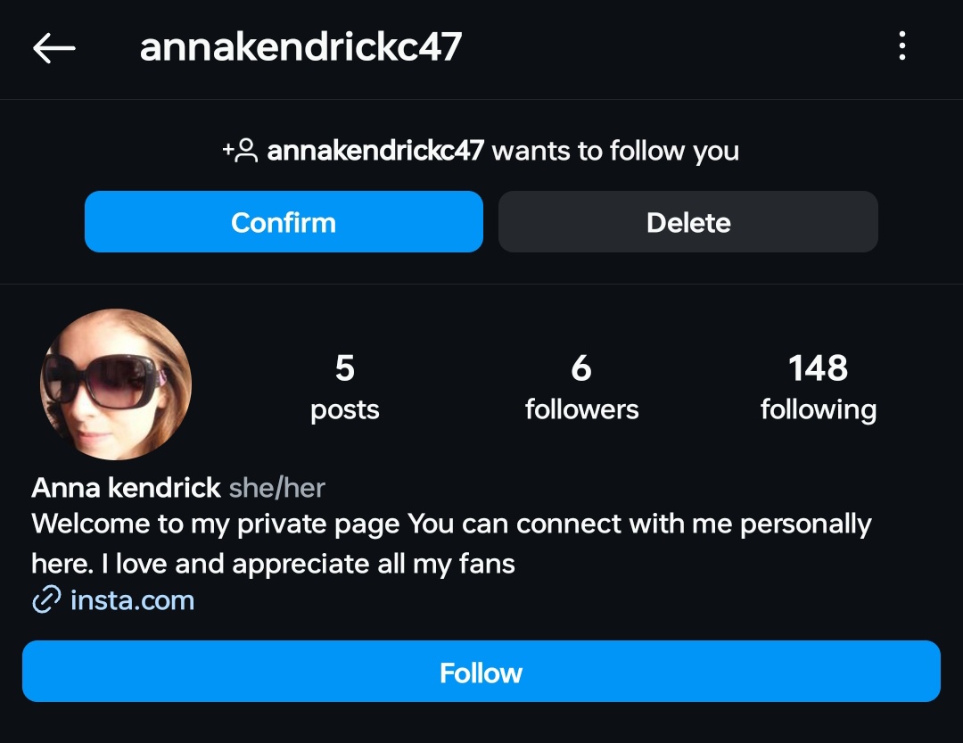 u guys @AnnaKendrick47 just requested to follow my personal acc on ig what a dream.. she truly loves and appreciates all her fans