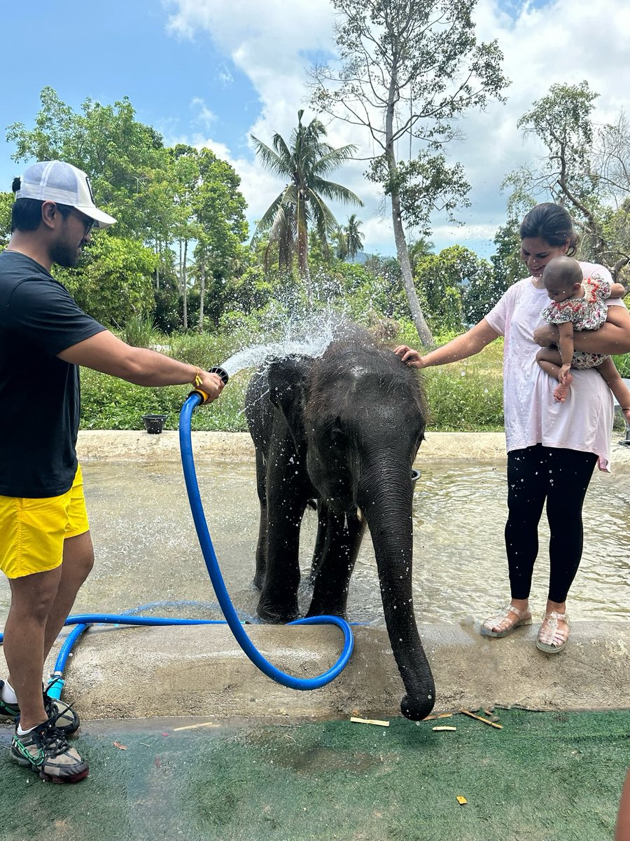 Thank you, Mr. C/Naana, for an incredible experience. Learned so much at the elephant rescue camp. ❤️🐘 #bestdad @AlwaysRamCharan